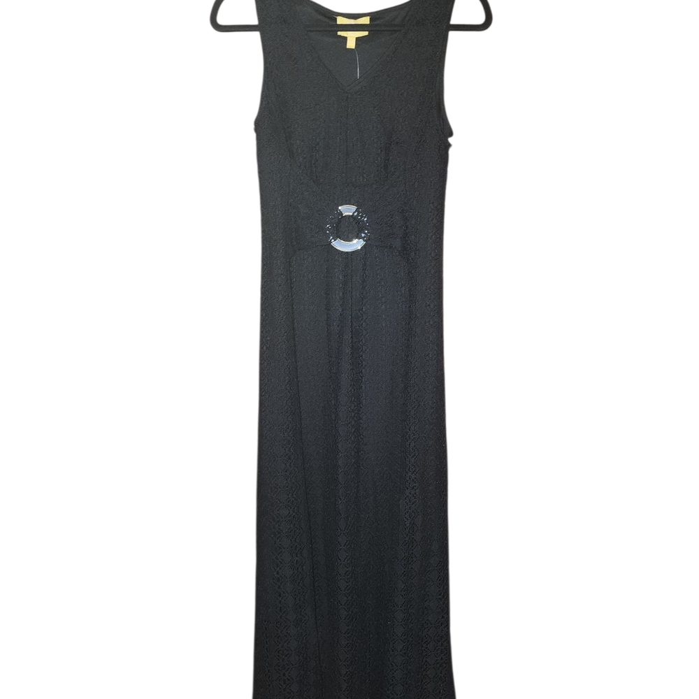 Liz Lange Elegant Black Maxi Dress with Decorative Waist